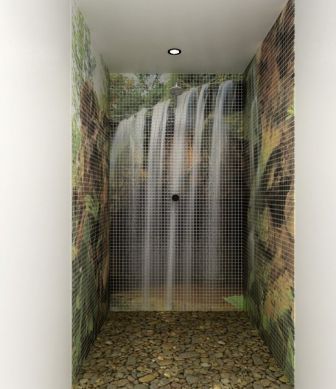 HD glass mosaic tiles Shower in the nature mini