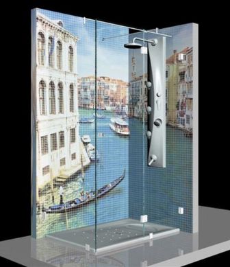 HD glass mosaic tiles Shower in Venice mini